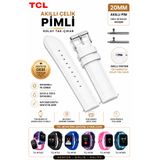 TCL MoveTime Akıllı Saat Kordonu MT42 Uyumlu Beyaz Desenli Sentetik Deri Akıllı Pimli Çocuk Akıllı Saat Kordonu Kol Bandı - Astakos Seri