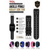 TCL MoveTime Akıllı Saat Kordonu MT42 Uyumlu Siyah Orijinal Pimli Yumuşak Silikon Çocuk Akıllı Saat Kordonu Kol Bandı - Astakos Seri