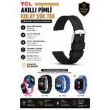 TCL MoveTime Akıllı Saat Kordonu MT42X Uyumlu Düz Siyah Silikon Akıllı Pimli Çocuk Akıllı Saat Kordonu Yumuşak Kauçuk Kol Bandı - Astakos Seri