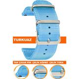 tcl mt42 mt42x mt43 mt46 akıllı çocuk saati uyumlu premıum nato kumaş tekstil saat kordonu kayışı f39clds-m - Turkuaz