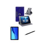 TCL Tab 7 LITE 7" Uyumlu Üniversal Dönerli Standlı Tablet Kılıfı +Dokunmatik Tablet Kalemi Hediye Lacivert