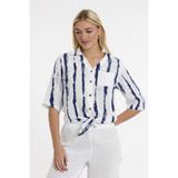 TCT TEKSTİL Müslin Gömlek/ Bluz - Desenli Önden Bağlamalı Gömlek - 1025