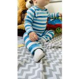 TD Collection Mavi Çizgili Penye Kumaş Çocuk / Bebek Kız - Erkek Pantolon %100 pamuklu