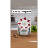Td Home ‘’melamin Kırılmaz Kırmızı Kahveci Çay Tabağı 6’lı’’