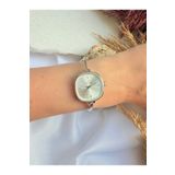 TD TRENDDURAGI Vintage Kare Gümüş İçi Beyaz Kadın Kol Saati