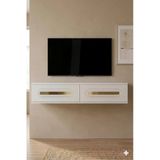 Tda1220bg - Rany120 Duvara Montaj Tv Stand, Tv Rafı, Tv Sehpası Beyaz - Gold 120Cm