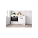 Tdesigno Aka Ankastre Fırın Modülü-Çok Amaçlı Dolap -110 Cm -3 Çekmeceli-Laminat Beyaz Tezgah Dahil