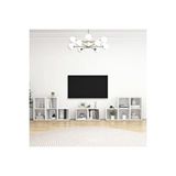 Tdesigno Alev Kitaplıklı Televizyon Sehpası Ünites 240 Cm 12 Raflı Beyaz