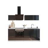 Tdesigno Almora Hazır Mutfak Dolabı 220cm - Parlak-beyaz Laminat Tezgah Dahil- Antrasit