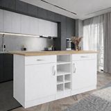 Tdesigno Anda 2 Çekmeceli 2 Kapakli Mutfak Adasi- Çok Amaçli Dolap-hazir Mutfak Dolabi-erzak-kiler Dolabi - Atlantikçam-beyaz Çok Renkli