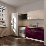 Tdesigno Anka 120 CM Parlak Mürdüm ve Beyaz Mutfak Dolabı