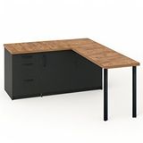 Tdesigno Ay Mutfak Adasi-l Mutfak Adasi-3 Çekmeceli 2 Kapakli-çok Amaçli Dolap-alt Modül-kiler - 150 Cm - Antrasit-atlantikçam Çok Renkli