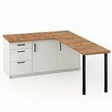 Tdesigno Ay Mutfak Adasi-l Mutfak Adasi-3 Çekmeceli 2 Kapakli-çok Amaçli Dolap-alt Modül-kiler - 150 Cm - Beyaz-atlantikçam Çok Renkli