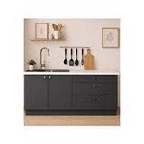 Tdesigno Barkın Alt Modül-çok Amaçlı Dolap -160 Cm -2 Kapaklı-3 Çekmeceli-laminat Beyaz Tezgah Dahil - Antrasit