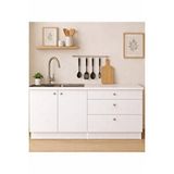 Tdesigno Barkın Alt Modül-çok Amaçlı Dolap -160 Cm -2 Kapaklı-3 Çekmeceli-laminat Beyaz Tezgah Dahil - Beyaz