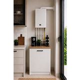 Tdesigno Bien Kombi Alt Dolabı – Kahve Köşesi - Çok Amaçlı Dolap - Erzak - Mutfak - Kiler Dolabı - 50 Cm - Beyaz-atlantikçam Tezgahlı Çok Renkli