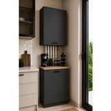 Tdesigno Bien Kombi Dolabı – Kahve Köşesi-çok Amaçlı Dolap -erzak-mutfak-kiler Dolabı - 50 Cm - Antrasit