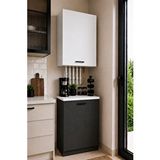 Tdesigno Bien Kombi Dolabı – Kahve Köşesi-çok Amaçlı Dolap -erzak-mutfak-kiler Dolabı - 50 Cm - Beyaz-antrasit Çok Renkli