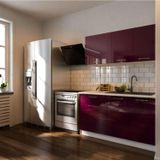 Tdesigno Eylül Hazır Mutfak Dolabı 140 Cm - Parlak Mürdüm- Tezgah Dahil Değil