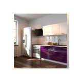 Tdesigno Hale Hazır Mutfak Dolabı – 140 Cm- Parlak Mürdüm Ve Beyaz – Tezgah Dahil Değil