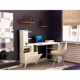 Tdesigno Ibizia Kitaplıklı Çalışma Masası 155 cm Beyaz - Y: 122 cm D: 60 cm G: 155 cm