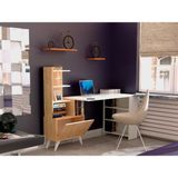 Tdesigno Ibizia Kitaplıklı Çalışma Masası 155 cm Safir Meşe Beyaz - Y: 120 cm D: 60 cm G: 150 cm - Meşe - Beyaz