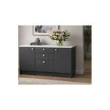 Tdesigno Kora Alt Modül-Çok Amaçlı Dolap -150 Cm -2 Kapaklı-3 Çekmeceli-Laminat Beyaz Tezgah Dahil