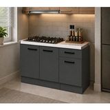 Tdesigno Lark Mutfak 3 Kapaklı 1 Çekmeceli Mutfak Alt Modül 100 Cm - Çok Amaçlı Dolap -beyaz Laminat Tezgah Dahil - Antrasit