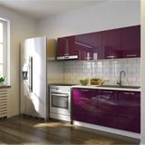 Tdesigno Lida Hazır Mutfak Dolabı 200 Cm Parlak Mürdüm - Tezgah Dahil Değil