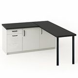 Tdesigno May Mutfak Adasi-l Mutfak Adasi-1 Çekmeceli 3 Kapakli-çok Amaçli Dolap-alt Modül-kiler - 150 Cm - Antrasit-beyaz Çok Renkli