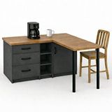 Tdesigno Nara L Mutfak Adası - 3 Çekmeceli 1 Kapaklı - Çok Amaçlı Dolap - Alt Modül - Kiler -130 Cm - Atlantikçam-antrasit Çok Renkli