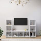 Tdesıgno Nehir Kitaplıklı Televizyon Sehpası - Ünitesi -kitaplık-beyaz 150 Cm 9 Raflı