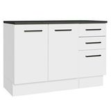 Tdesigno Prag Mutfak Alt Modül 3 Çekmeceli -2 Kapaklı-120 Cm Beyaz-tezgah Dahil