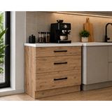 Tdesigno Şah Mutfak 3 Çekmeceli Alt Modül 80 Cm - Çok Amaçlı Dolap - Beyaz Laminat Tezgah Dahil - Atlantikçam