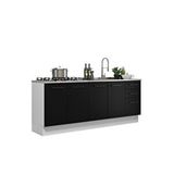 Tdesigno Sofia Mutfak 4 Kapaklı-3 Çekmeceli Alt Modül -200 Cm - Çok Amaçlı Dolap-Beyaz Laminat Tezgah Dahil