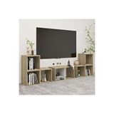 Tdesigno Tdesıgno Avcı Kitaplıklı Televizyon Sehpası - Ünitesi -Kitaplık-Beyaz 180 Cm 8 Raflı