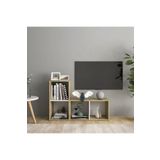 Tdesigno Tdesıgno Maya Kitaplıklı Televizyon Sehpası Ünitesi Kitaplık Meşe Beyaz 90 Cm 4 Raflı