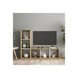 Tdesigno Tdesıgno Onur Kitaplıklı Televizyon Sehpası - Ünitesi -kitaplık-meşe Beyaz 120 Cm 6 Raflı Çam