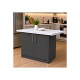 Tdesigno Tork Mutfak 2 Kapaklı Mutfak Adası-Alt Modül 130 cm - Çok Amaçlı Dolap -Beyaz Laminat Tezgah Dahil