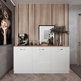 Tdesigno Twist Mutfak 3 Kapaklı Alt Modül -150 cm - Çok Amaçlı Dolap -Beyaz-Tezgah Dahil