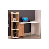 Tdesigno Venedik Kitaplıklı Çalışma Masası 117 cm Safir Meşe Beyaz