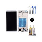 Te Huawei Y7 2018 Uyumlu Çıtalı A Kalite Lcd Ekran Dokunmatik Beyaz + Montaj Seti