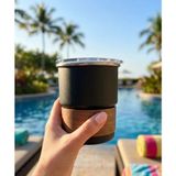 Tea Escape Mate - Bitki Çayı - Matcha Bardağı – Sürdürülebilir Paslanmaz Çelik Bardak (260 Ml) Pipet ve Temizleme fırçası ile birlikte - 0,28 lt - Siyah