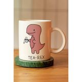 Tea Rex Baskılı Seramik Çay Kahve Kupası - Koyu Haki - 300 cc