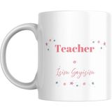 Teacher / Öğretmen Baskılı Kupa Bardak, Isme Özel, Istediğiniz Ismi Yazabilirsiniz. - Beyaz