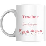 Teacher / Öğretmen Özel Tasarım Baskılı Porselen Kupa Bardak, Isme Özel, Istediğiniz Ismi Yazabiliriz. - 300ML - Beyaz