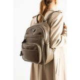 Teal Collection Unisex Suni Deri Sırt Çantası – Çok Bölmeli, Suya Dayanıklı, Geniş Hacimli Günlük ve Seyahat Çantası - Bej