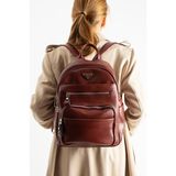 Teal Collection Unisex Suni Deri Sırt Çantası – Çok Bölmeli, Suya Dayanıklı, Geniş Hacimli Günlük ve Seyahat Çantası - Bordo
