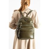 Teal Collection Unisex Suni Deri Sırt Çantası – Çok Bölmeli, Suya Dayanıklı, Geniş Hacimli Günlük ve Seyahat Çantası - Haki