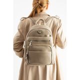 Teal Collection Unisex Suni Deri Sırt Çantası – Çok Bölmeli, Suya Dayanıklı, Geniş Hacimli Günlük ve Seyahat Çantası - Krem